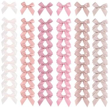 Imagem de LIZLOVESS Laço de fita de cetim rosa empoeirado pré-amarrado de 6 cores para artesanato, decoração de laço rosa empoeirado pequeno de 7,6 cm para decoração de festa de aniversário, casamento, embrulho