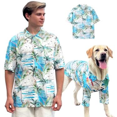 Imagem de Camiseta para cachorro Havaí respirável estilo praia legal roupas para cães de médio a grande porte e camisas para animais de estimação vendidas separadamente, grande azul
