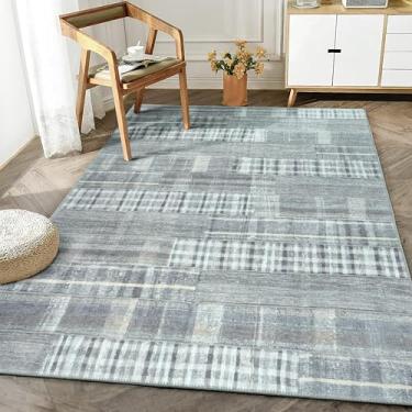 Imagem de Bloom Rugs Tapete lavável antiderrapante 1,8 m x 18,8 m - Tapete listrado cinza para sala de estar, quarto, sala de jantar e cozinha - Tamanho exato: 1,5 x 18 m