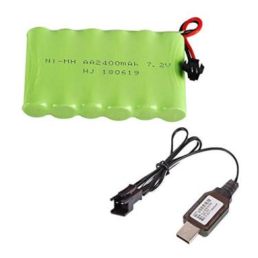 Imagem de Bateria Ni-Mh recarregável AA X 6 2400mAh 7,2V SM-2P Plug para equipamentos de iluminação de aparelhos elétricos domésticos de brinquedo RC com cabo USB de carregamento