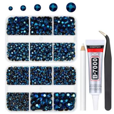 Imagem de qiipii 3060 Peças De Strass Resina Azul Para Artesanato 2 Mm A 6 Com Fundo Plano, Gelatina Marinho, Pedras Sem Fixação Quente, Diamantes, Preciosas, Pingentes, Unhas, Rosto, Olhos, Maquiagem, Copos,