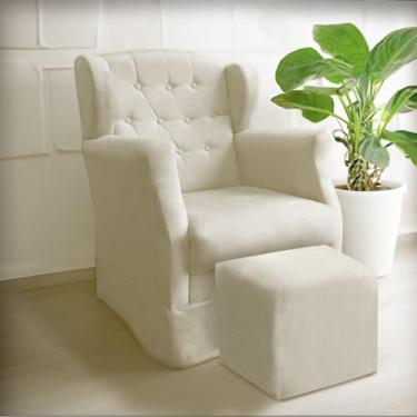 Imagem de Poltrona Amamentação Balanço Descanso Manu Com Puff Suede - DECORELITY