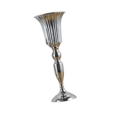 Imagem de Ｂｅｓｇａ Vaso de flores para casamento, suporte para velas, arranjo floral, suporte de flores de metal, castiçal para mesa, cerimônia, sala de estar, casa, Silver L 12cmx39cm