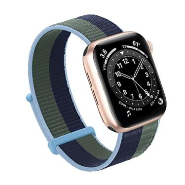 Imagem de Bifeiyo Pulseira esportiva de nylon para Apple Watch séries 10, 9, 8, 7, 6, 5, 4, 3, 2, 1 e SE Ultra(44/45/46/49/S3-42 mm, verde musgo)