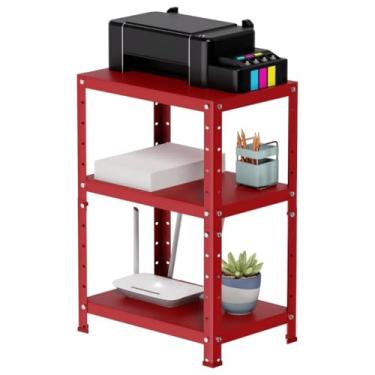 Imagem de Estante Organizadora Multiuso com Mini Estante para Livros e Livreiro de Aço - Estante para Ambientes Elegantes(Vermelho)
