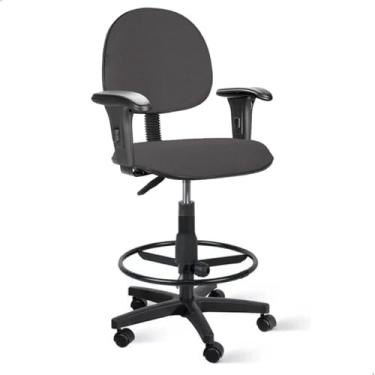 Imagem de Cadeira de Escritório Caixa Alta Executiva Cinza com Rodízio, Braço e Aro – Confortável, Ergonômica e Moderna Escritex