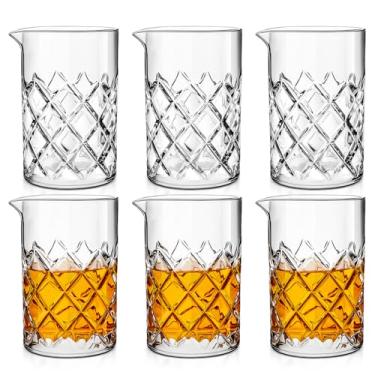 Imagem de Dandat Jarro de coquetel de vidro misturador de cristal fundo grosso sem costura para barman em casa acessórios para coqueteleira uísque Martini (6 peças, 680 g)