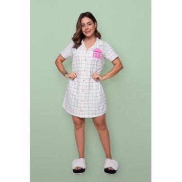 Imagem de Camisola Feminina Americana Algodão Xadrez Off - Pink Dream, M