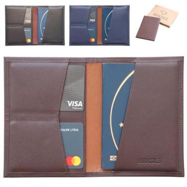 Imagem de Porta Passaporte Capa Viagem Masculina Feminina Mala Case Couro Legíti