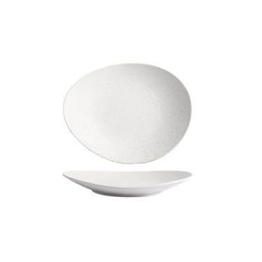 Imagem de Pratos personalizados de cerâmica azul e branca para uso doméstico nórdico vento doméstico - pedra de 24 cm placa em forma de Dan