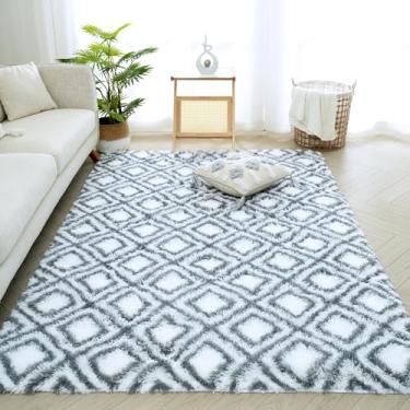 Imagem de TANJOMAND Tapete de área, 20 x 3 metros de altura, boho, espesso, antiderrapante, para interior, tapete para quarto, sala de estar, dormitório, escritório, crianças, branco escuro, preto