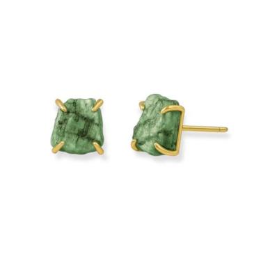 Imagem de Brinco Tarraxa Esmeralda - Cristal Natural, Banho Ouro 18k