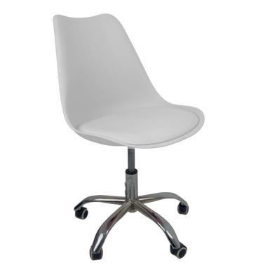 Imagem de Cadeira Office Base Cromada Com Rodizio Giratória Saarinen Branco