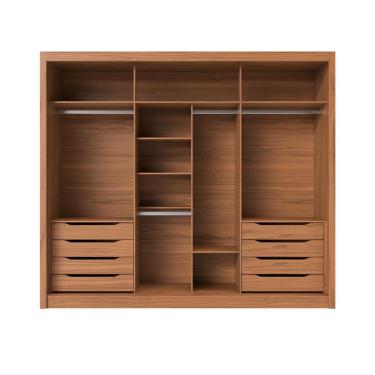 Imagem de Guarda-Roupa Casal com Espelho Montclair Flex 3 Portas 8 Gavetas Canela e Off White
