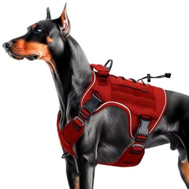 Imagem de Peitoral tático resistente para cães grandes, colete refletivo ajustável sem puxão com sistema Molle, controle de nível militar K9 para treinamento de serviço, atividades ao ar livre e mais de 10