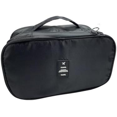 Imagem de Necessaire de Viagem Organizadora Bolsa para Cosméticos e Maquiagem com Divisórias (Preto)