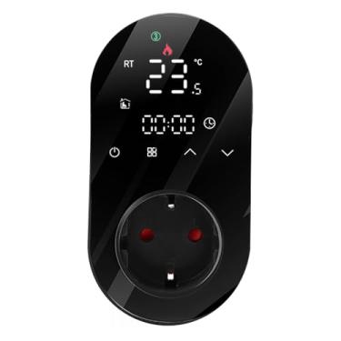 Imagem de AQUECIMENTO REFRIGERAÇÃO Controle DUPLO Exibição de Temperatura Dupla APP Controle de Voz LED Tomada Programável por Toque Com Temporizador 16A Adequado para (BLACK)