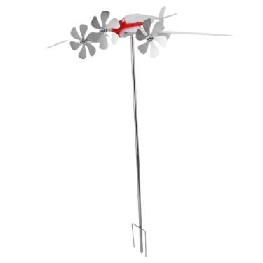 Imagem de Asixxsix Metal Airplane Windmill Weathervane, 11.42in Ferro Forjado Spinner Outdoor Criativo Avião Escultura Spinner para Jardim Pátio Lawn Garagem Decoração