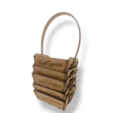 Imagem de Kit 5 Cestas MDF Para Organizar Café/Chocolates 24x18 com Alça P - Don