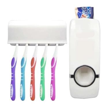 Imagem de Dispenser Automático Porta Escova Pasta de Dente Suporte Banheiro - FLIPSELL