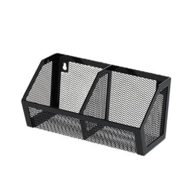 Imagem de IEUDNS Organizador de cozinha com cesto de parede suspenso, cesto de armazenamento moderno e versátil, porta-tempero para de restaurante, sala de, Grade 2 Preta