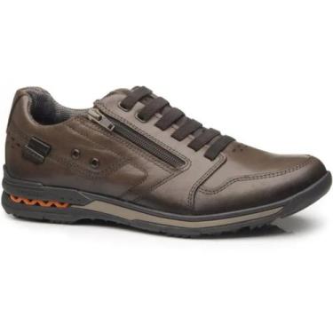 Imagem de Sapatênis Masculino Pegada Casual Couro Legítimo Original, Pinhão, 42