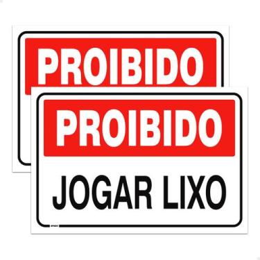 Imagem de 2 Placas Proibido Jogar Lixo Sinalização 20x30 Ps 1mm - SPORTINOX