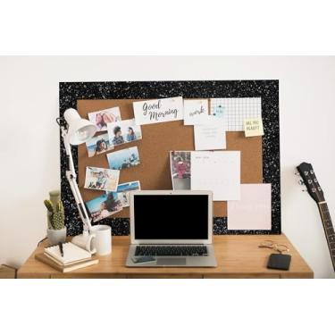 Imagem de Wallderful Papel de parede preto brilhante borda brilhante quadro de avisos autoadesivo borda espelhada adesivos de boletim para moldura de pôster, sala de aula, quadros-negros, cômoda, banheiro