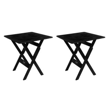 Imagem de Mesa Dobrável 70x70 Kit 2 Unidades Pinus Madeira Tratada Preto