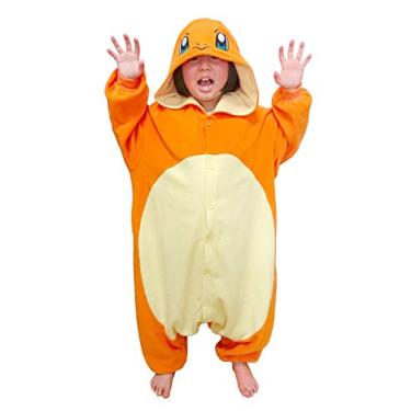 Imagem de SAZAC Kigurumi – Pokémon – Charmander – Macacão Fantasia de Halloween – Tamanho infantil (5 – 9 anos) Laranja