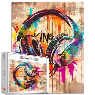 Imagem de Tucocoo Quebra-Cabeças Banksy Com Fones De Ouvido Para Adultos, 1000 Peças, Arte Quebra-Cabeça Engraçada Grafite, 27 X 20 Polegadas, Decoração Musical Colorida Casa, Noites Jogos Perfeitas A Família