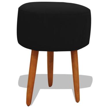 Imagem de Puff Banqueta Decorativo Redondo Para Sala Pé Palito 50 Cm Altura Preto Do Lar Móveis