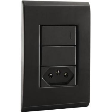 Imagem de Conjunto 4x2 Com 1 Interruptor Simples 10 A 250 V E 1 Tomada 2p T 10 A 250 V Tramontina Liz Grafite