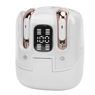 Imagem de Asixxsix Fones de ouvido Bluetooth, 2 pares de fones de ouvido sem fio Bluetooth 5.4 de baixa latência com display LED, fones de ouvido com som estéreo para jogos no PC (Branco)