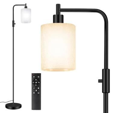 Imagem de Luminária de chão de LED industrial, luz de metal preto regulável para sala de estar, quarto, escritório, lâmpada de leitura alta de cabeça de vidro para sofá ou mesa, decoração de casa moderna