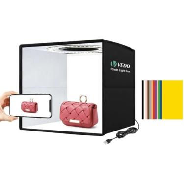 Imagem de 25cm Studio Box Redondo Led Cabine Fotografica Fotos 12cores, Mini Estúdio Fotográfico Photo Studio Interface Usb Portátil 110v/220v, 5500k Led