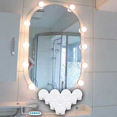 Imagem de selfila Kit de luzes de espelho estilo Hollywood atualizado, 10 lâmpadas de LED reguláveis com 5 modos de cor para mesa de maquiagem e espelho de banheiro