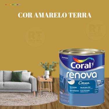 Imagem de Tinta Parede Amarelo Acrílica Fosca Renova 800ml - Coral, AMARELO TERR