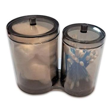 Imagem de Organizador Em Acrílico PS Multiuso Fumê Porta Algodão, Cotonete, Maqu