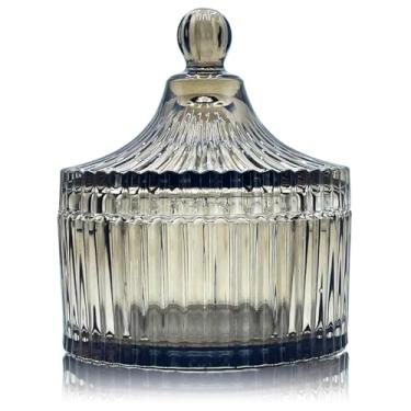 Imagem de YILUSHENGHUA Pote de Vidro Colorido com Tampa, Potes de Biscoitos Doces, Caixa de Joias, Recipientes de Biscoitos de Bufê, Armazenamento de Alimentos, Pote Decorativo (Tawny)