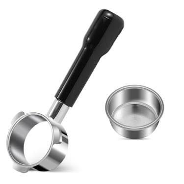 Imagem de Bottomless Portafilter Breville de 54 mm compatível com cesta de filtro de 18 g para Breville Bambino Espresso BES450BSS Barista Express Espresso BES870XL Touch Espresso BES880BSS (alça ABS preta)