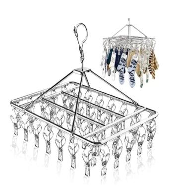 Imagem de Varal 40 Prendedores para Roupas de Bebe, Calcinhas, Cueca e Meias - Dobrável Inox