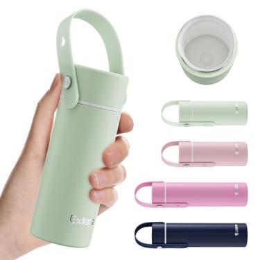 Imagem de Exllena 【Atualizada】 Pequena garrafa de água isolada forrada de cerâmica de 200 ml com alça de silicone ajustável - Frasco pequeno para bebidas quentes e frias, ideal para bolsa, lancheira... (Mint