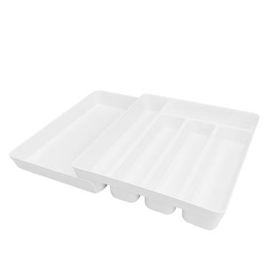 Imagem de Organizador de Talheres Para Gaveta 5 Divisorias com Extensor Plástico Cozinha Branco - 401046 Crippa