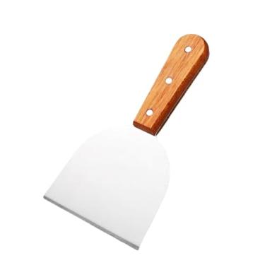 Imagem de Cyoufine Raspador de grelha de largura média, lâmina de hambúrguer esmagada, espátula, espátula, torneira, cabo de madeira, acessórios de churrasqueira de nível profissional