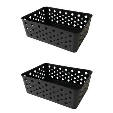 Imagem de Kit 2 Cestos Multiuso Organizador Empilhável Gaveta 19x14x6 - Trioplas