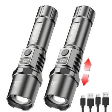 Imagem de Lanterna LED Recarregável ST-35 Com Zoom Telescópico E Lâmpada USB Par