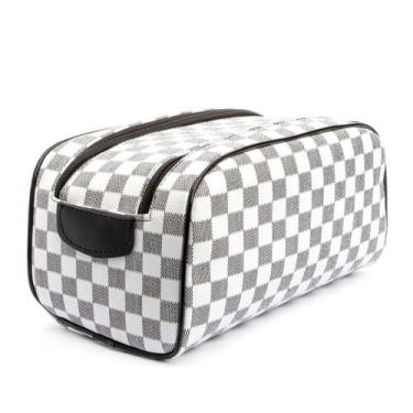 Imagem de Necessaire Branca Quadriculada Estojo de Viagem Organizador - Fenny Sh