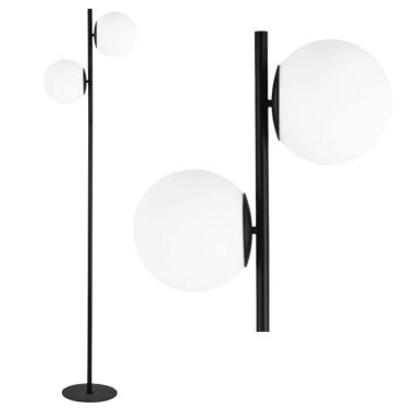 Imagem de Luminária Chão 162Cm Jabuticaba 2 Globos Vidro Pedestal