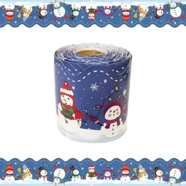 Imagem de Bordas de quadro de avisos 1,5 m, borda padrão de Natal de boneco de neve para sala de aula, escola, escritório, quadro de avisos, decoração de porta de janela de parede
